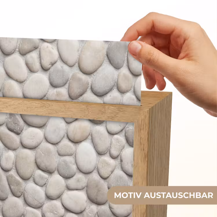 Steen - Kiezel - Natuur - Minimalistisch - Beige Light Box met kabel (Wandlamp) klein -USP_websiteprintDE