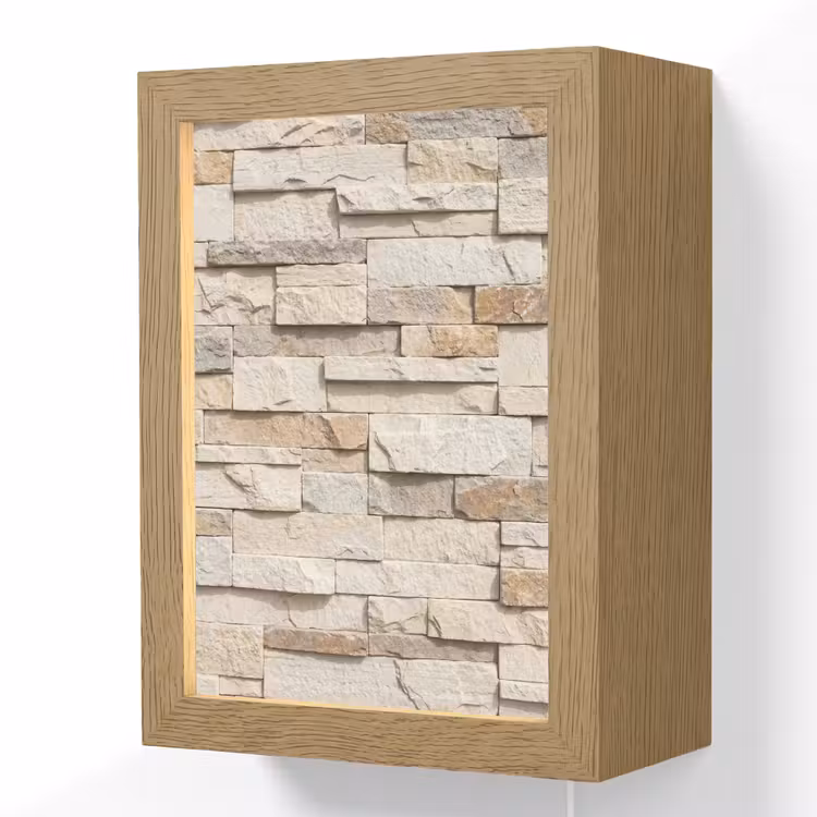 Steen - Muur - Textuur - Rustiek - Beige Light Box met kabel (Wandlamp) klein -3d