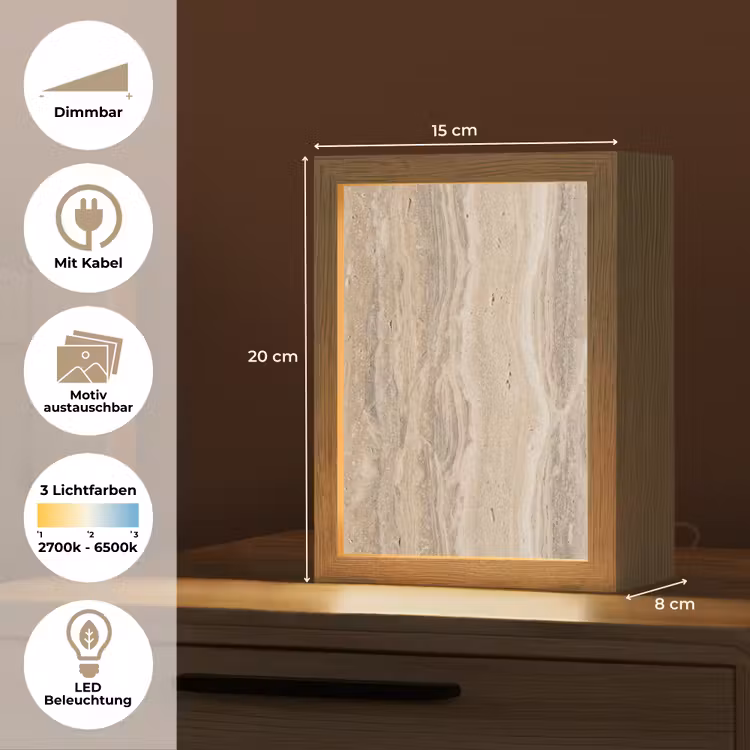 Steen - Patroon - Textuur - Natuurlijk - Beige Light Box met kabel (Wandlamp) klein -USP_websiteoverzichtDE