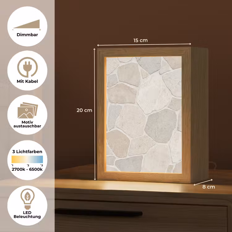 Steen - Patroon - Textuur - Beige Light Box met kabel (Wandlamp) klein -USP_websiteoverzichtDE