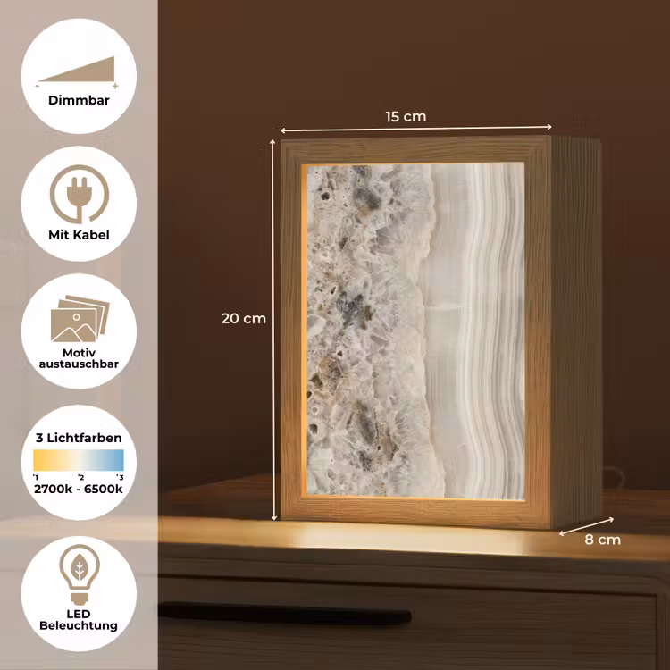 Steen - Textuur - Abstract - Beige - Wit Light Box met kabel (Wandlamp) klein -USP_websiteoverzichtDE
