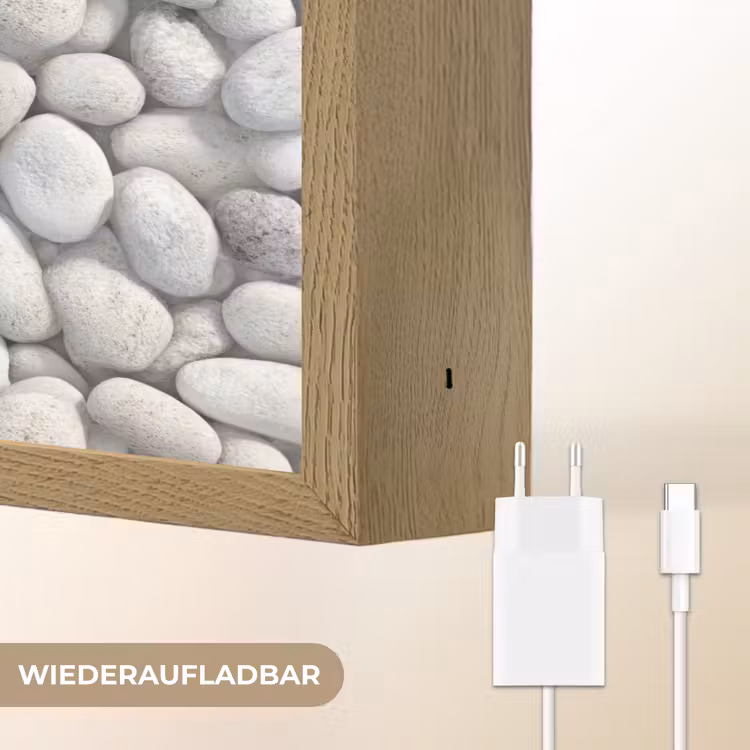 Steentjes - Grijs - Ovaal Light Box met batterij (Wandlamp) middel 907 -USP_websiteoplaadbaarDE