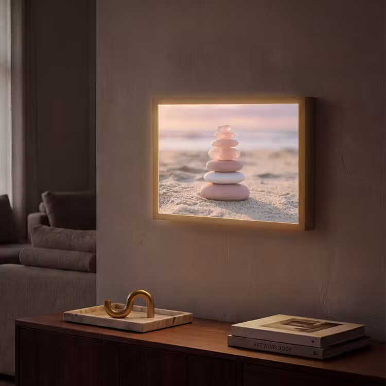 Stenen - Zand - Roze Light Box met batterij (Wandlamp) middel -sfeer1