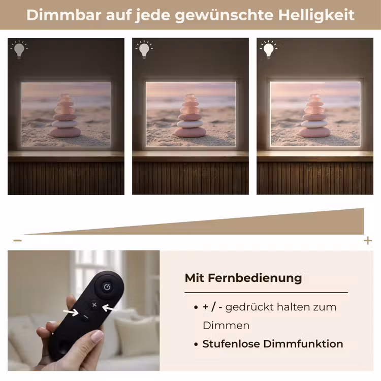 Stenen - Zand - Roze Light Box met batterij (Wandlamp) middel -USP_dimbaarDE