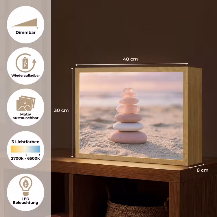 Stenen - Zand - Roze Light Box met batterij (Wandlamp) middel -USP_websiteoverzichtDE