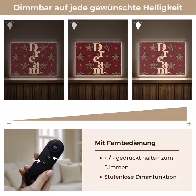 Sterren - Luipaardprint - Dream - Bordeaux Light Box met batterij (Wandlamp) middel -USP_dimbaarDE