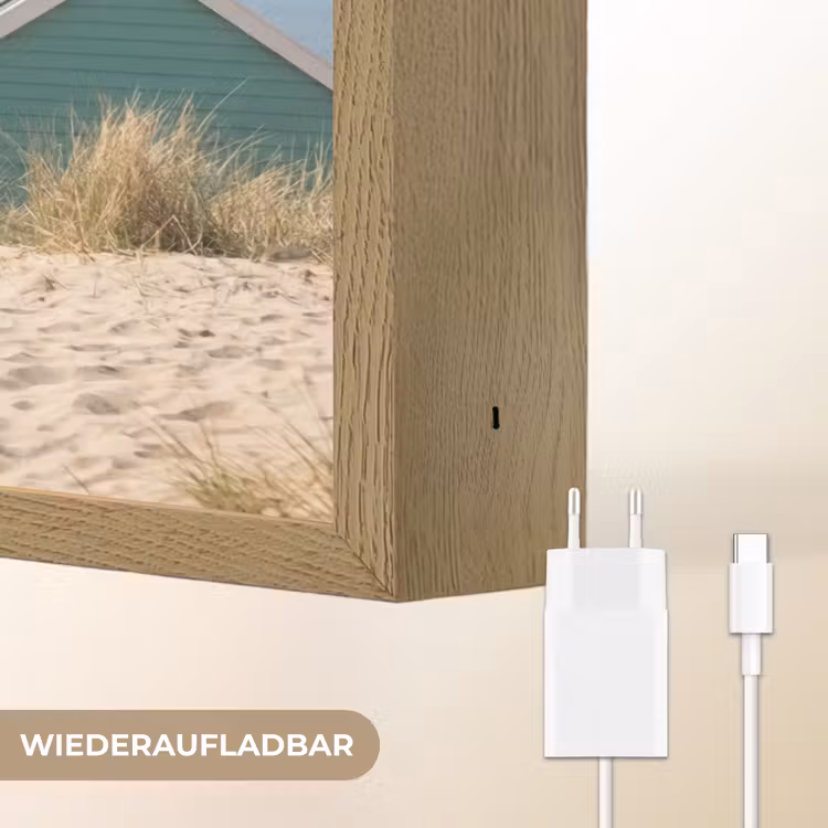 Strand - Huisjes - Kleurrijk - Duinen Light Box met batterij (Wandlamp) middel -USP_websiteoplaadbaarDE