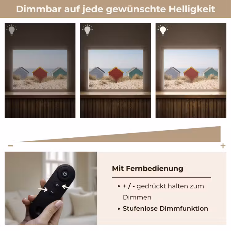 Strand - Huisjes - Kleurrijk - Duinen Light Box met batterij (Wandlamp) middel -USP_dimbaarDE
