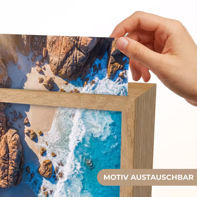 Strand - Zee - Rotsen - Natuur - Blauw Light Box met kabel (Wandlamp) klein -USP_websiteprintDE