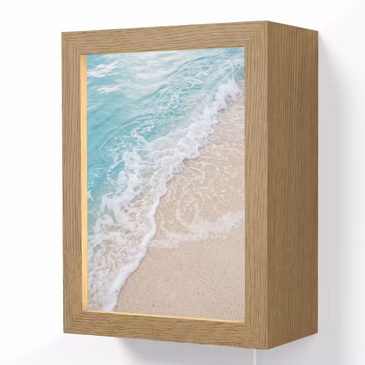 Strand - Zee - Golf - Natuur - Blauw Light Box met kabel (Wandlamp) klein -3d
