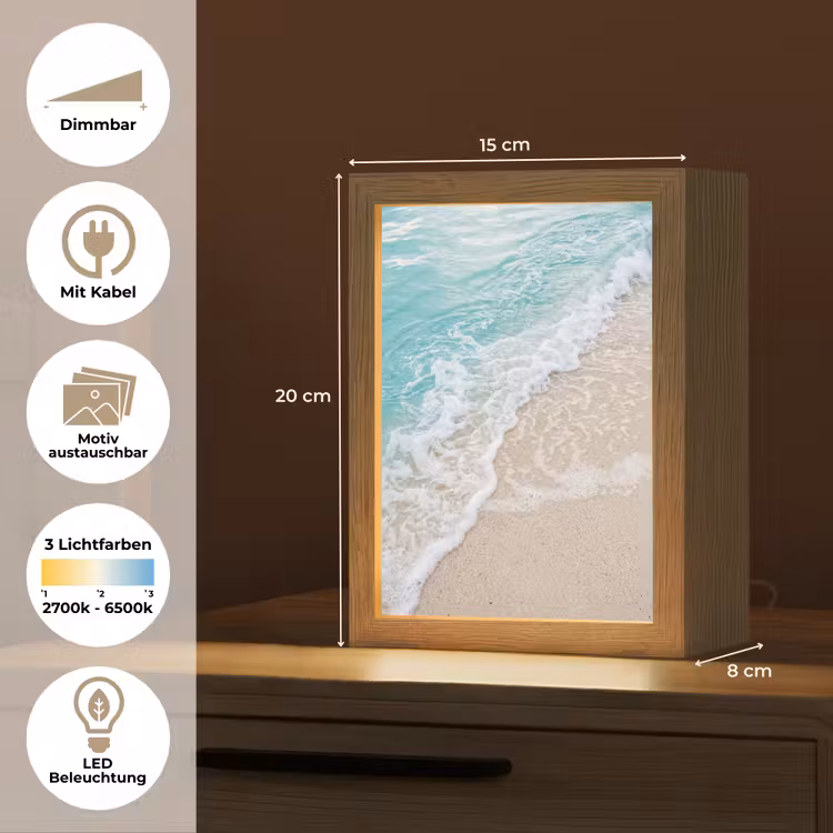 Strand - Zee - Golf - Natuur - Blauw Light Box met kabel (Wandlamp) klein -USP_websiteoverzichtDE