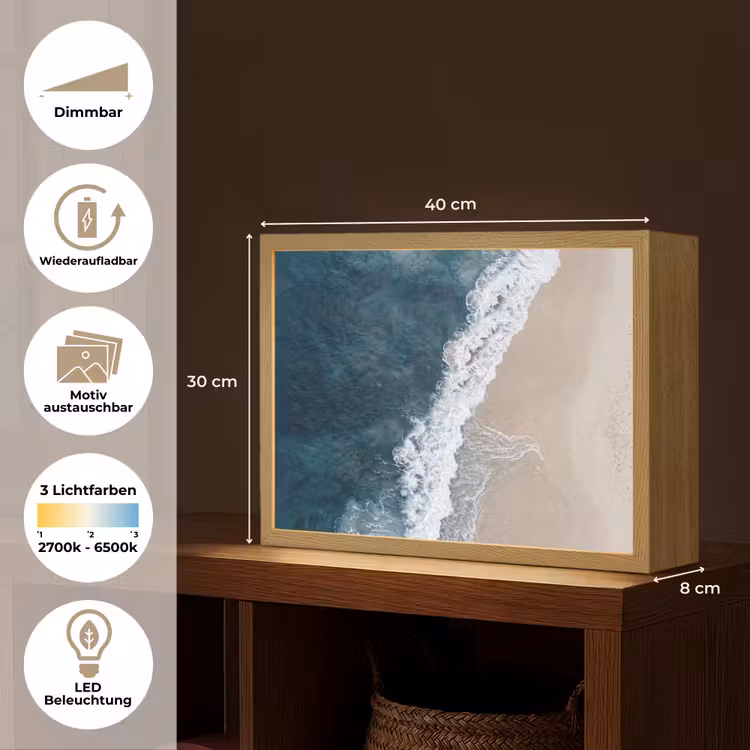 Strand - Zee - Golven Light Box met batterij (Wandlamp) middel -USP_websiteoverzichtDE