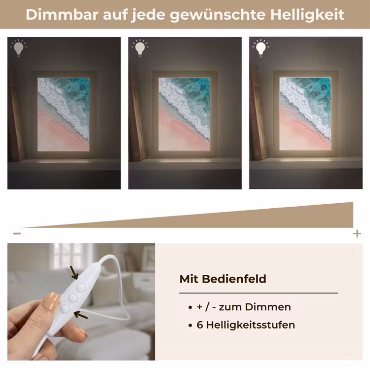 Strand - Oceaan - Golven - Roze Zand - Natuur Light Box met kabel (Wandlamp) klein -USP_dimbaarDE
