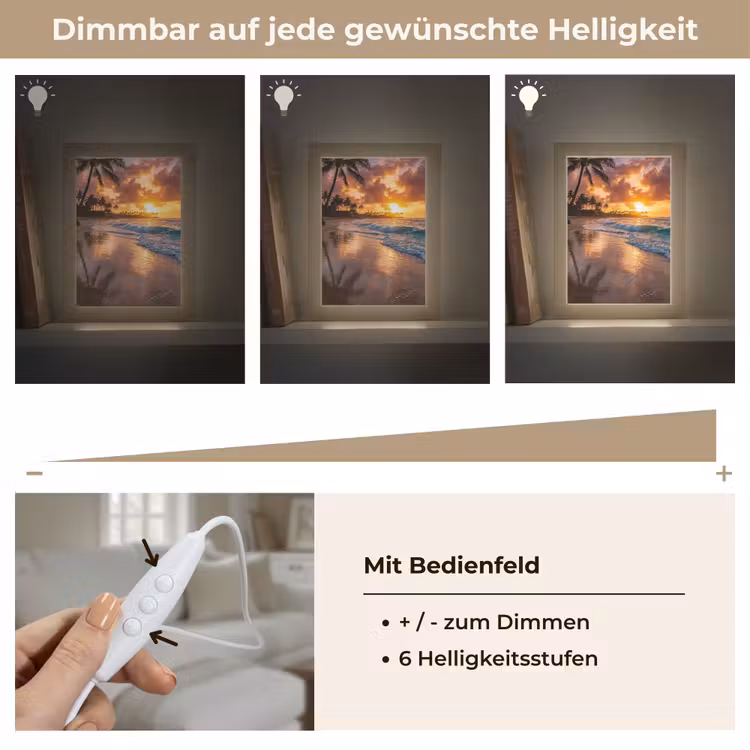 Strand - Zonsopgang - Tropisch - Natuur - Oranje Light Box met kabel (Wandlamp) klein -USP_dimbaarDE