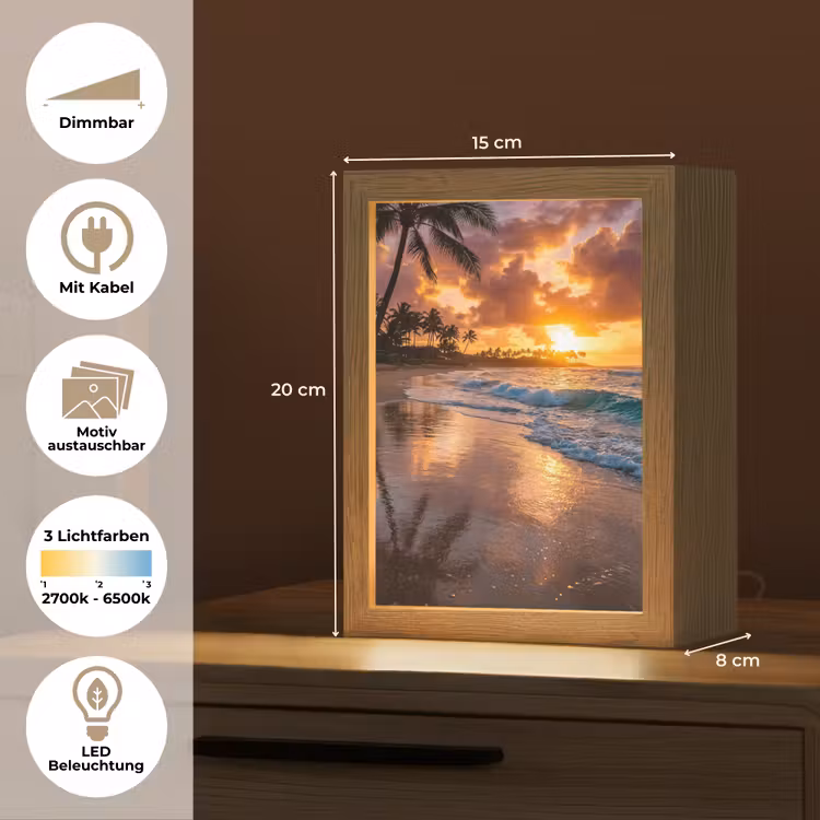 Strand - Zonsopgang - Tropisch - Natuur - Oranje Light Box met kabel (Wandlamp) klein -USP_websiteoverzichtDE