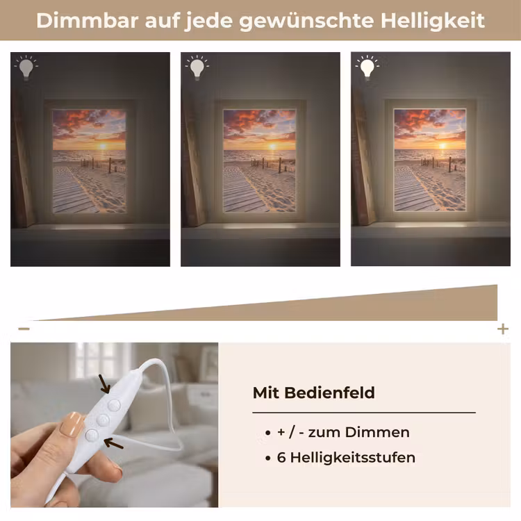 Strand - Zonsondergang - Zee - Natuur - Oranje Light Box met kabel (Wandlamp) klein -USP_dimbaarDE