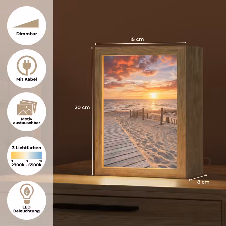 Strand - Zonsondergang - Zee - Natuur - Oranje Light Box met kabel (Wandlamp) klein -USP_websiteoverzichtDE