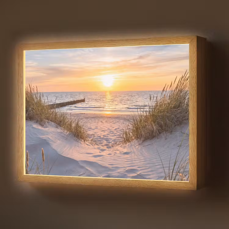 Strand - Zonsondergang - Natuur - Landschap Light Box met batterij (Wandlamp) middel -z3d_website