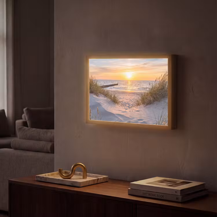 Strand - Zonsondergang - Natuur - Landschap Light Box met batterij (Wandlamp) middel -sfeer1