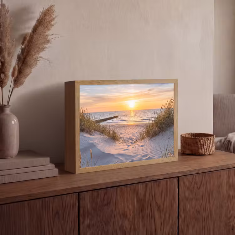 Strand - Zonsondergang - Natuur - Landschap Light Box met batterij (Wandlamp) middel -sfeer2