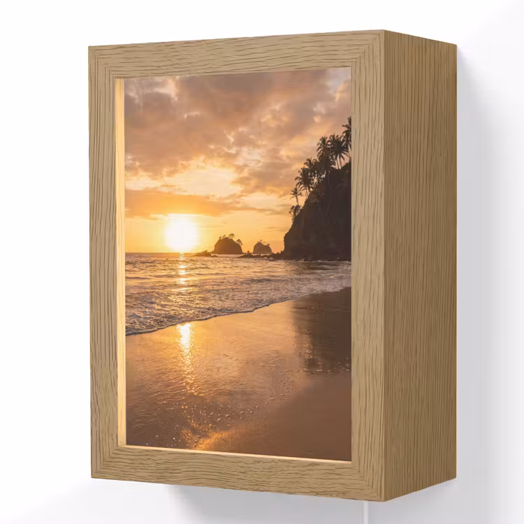 Strand - Zonsondergang - Natuur - Tropisch - Oranje Light Box met kabel (Wandlamp) klein -3d