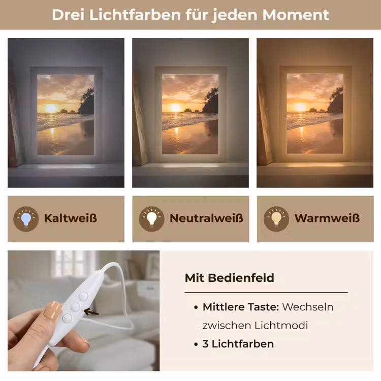 Strand - Zonsondergang - Natuur - Tropisch - Oranje Light Box met kabel (Wandlamp) klein -USP_lichtkleurDE