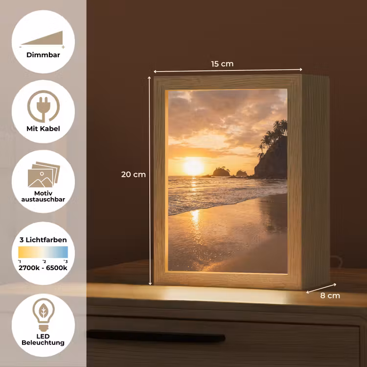 Strand - Zonsondergang - Natuur - Tropisch - Oranje Light Box met kabel (Wandlamp) klein -USP_websiteoverzichtDE