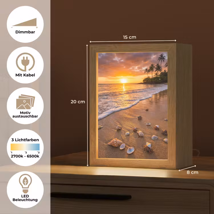 Strand - Zonsondergang - Palmbomen - Natuur - Oranje Light Box met kabel (Wandlamp) klein -USP_websiteoverzichtDE