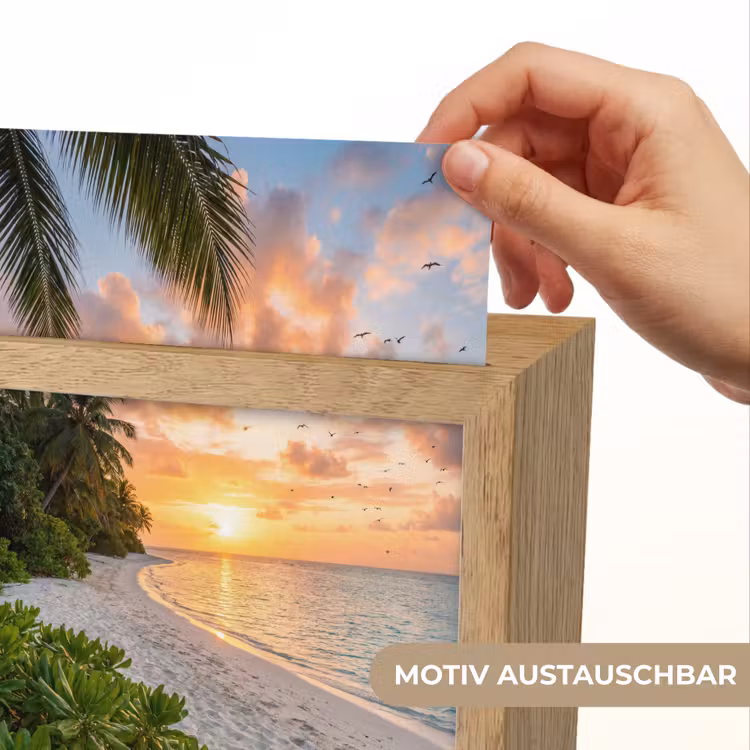 Strand - Zonsondergang - Palmbomen - Tropisch - Natuur Light Box met kabel (Wandlamp) klein -USP_websiteprintDE