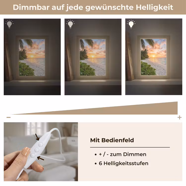 Strand - Zonsondergang - Palmbomen - Tropisch - Natuur Light Box met kabel (Wandlamp) klein -USP_dimbaarDE