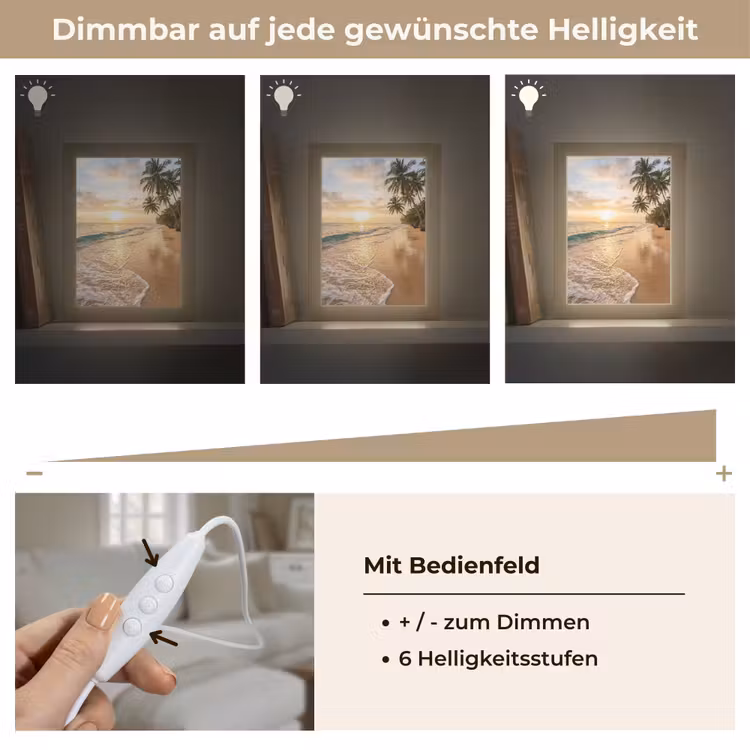 Strand - Zonsondergang - Tropisch - Natuur - Goud Light Box met kabel (Wandlamp) klein -USP_dimbaarDE