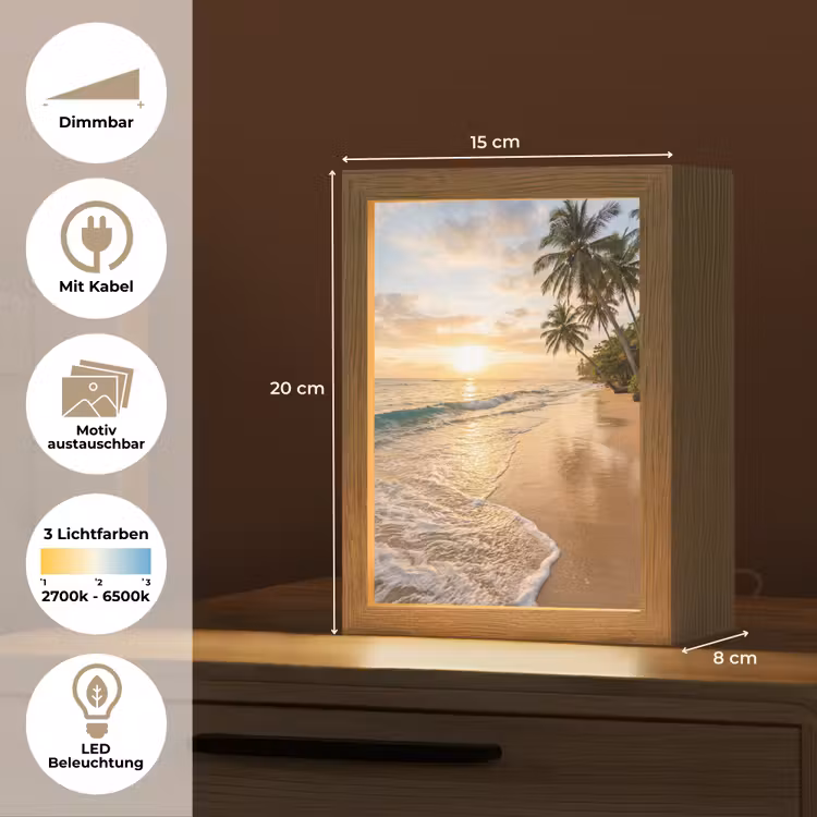 Strand - Zonsondergang - Tropisch - Natuur - Goud Light Box met kabel (Wandlamp) klein -USP_websiteoverzichtDE