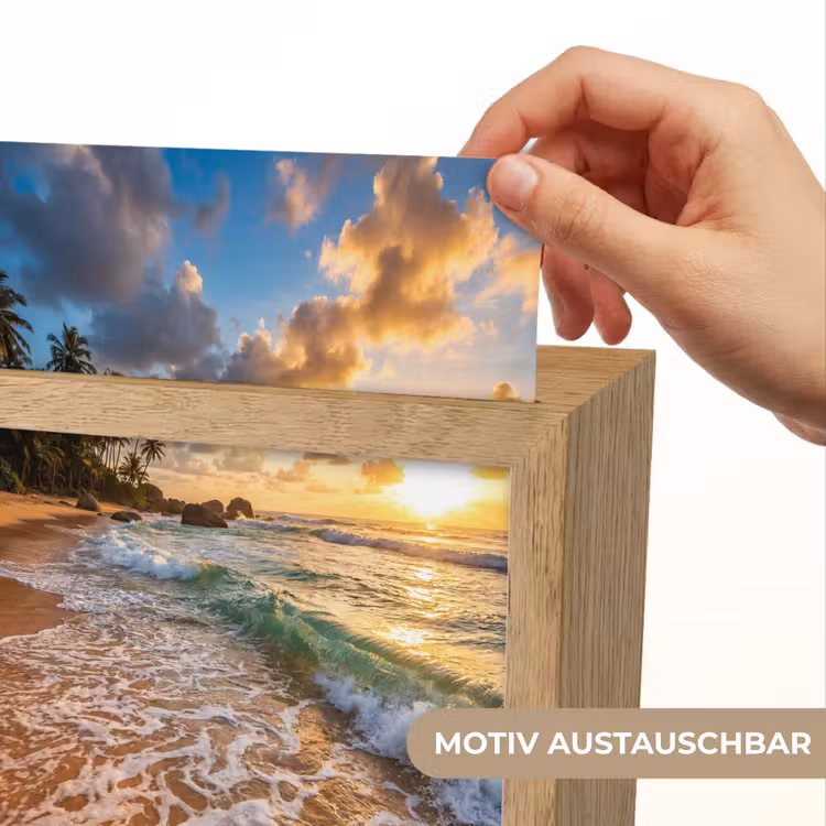 Strand - Zonsondergang - Golven - Natuur - Goud Light Box met kabel (Wandlamp) klein -USP_websiteprintDE