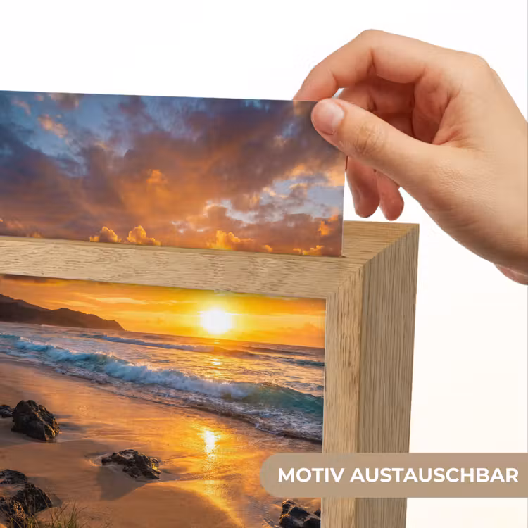 Strand - Zonsondergang - Golven - Natuur - Oranje Light Box met kabel (Wandlamp) klein -USP_websiteprintDE