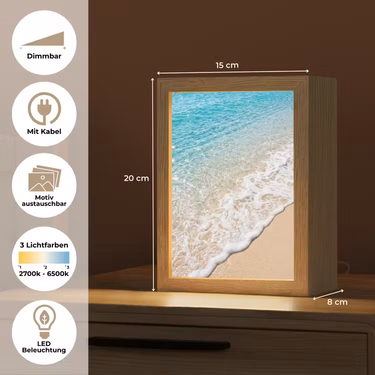 Strand - Water - Natuur - Blauw - Beige Light Box met kabel (Wandlamp) klein -USP_websiteoverzichtDE