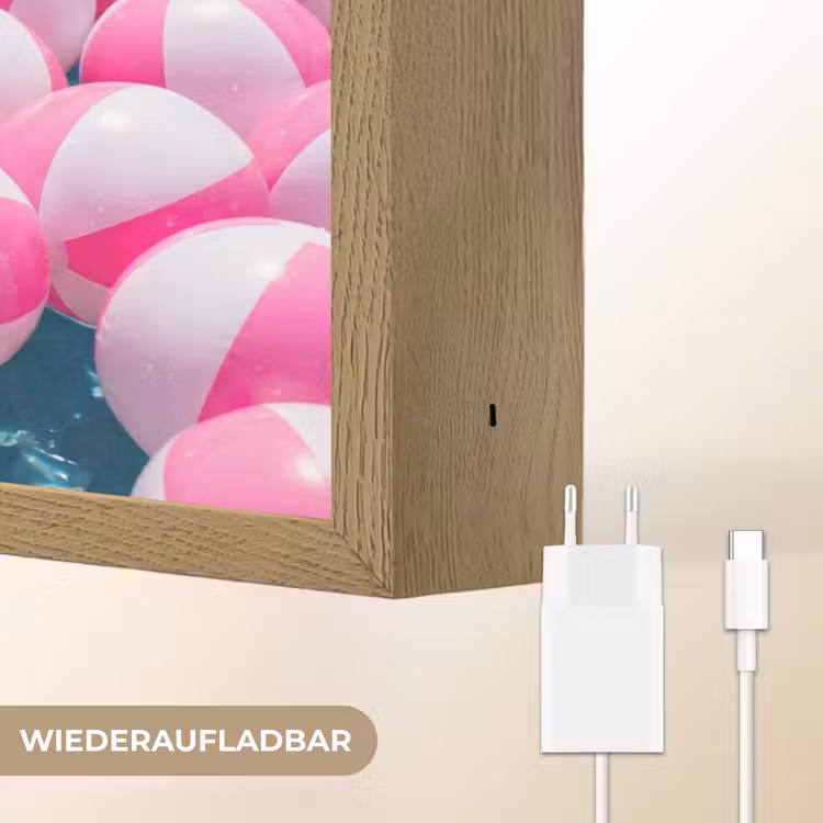 Strandballen - Roze - Water Light Box met batterij (Wandlamp) middel -USP_websiteoplaadbaarDE