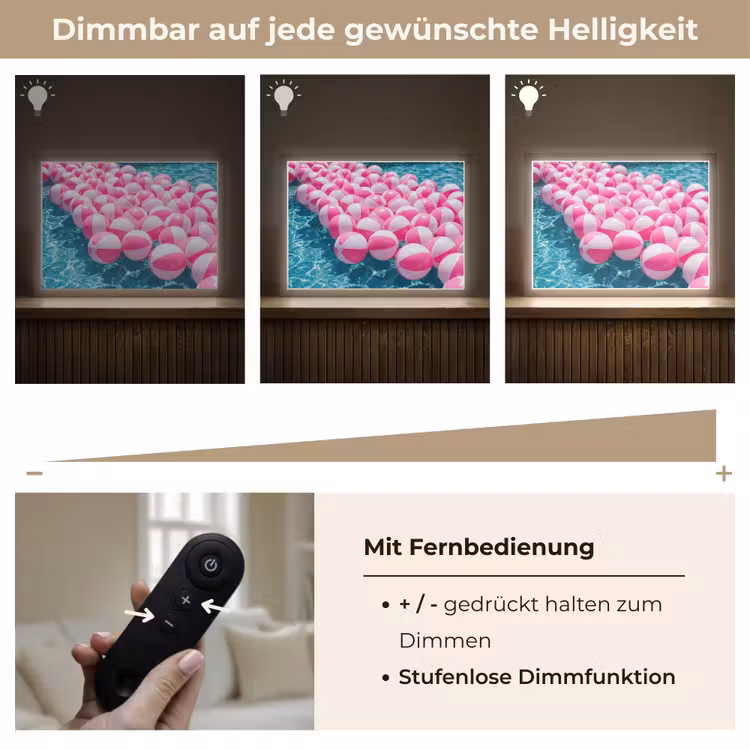 Strandballen - Roze - Water Light Box met batterij (Wandlamp) middel -USP_dimbaarDE