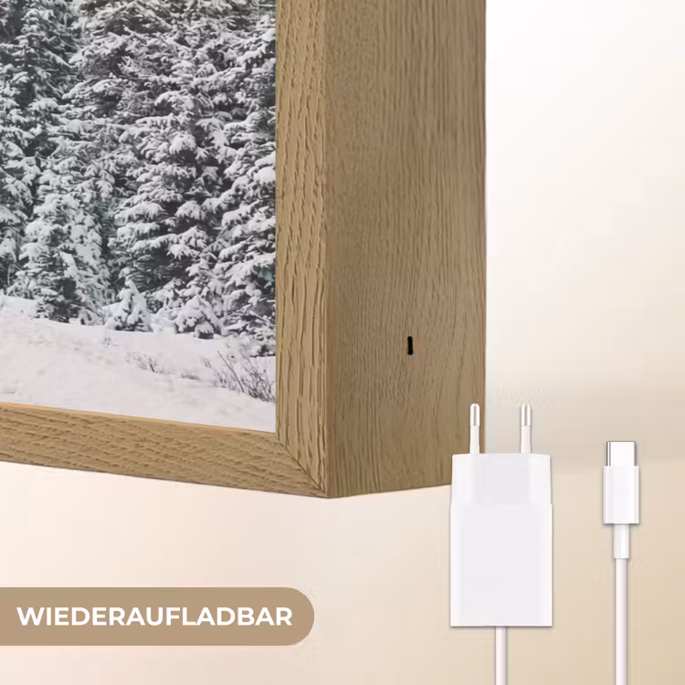 Weg - Sneeuw - Naaldbos - Winter - Avontuurlijk Light Box met batterij (Wandlamp) middel -USP_websiteoplaadbaarDE