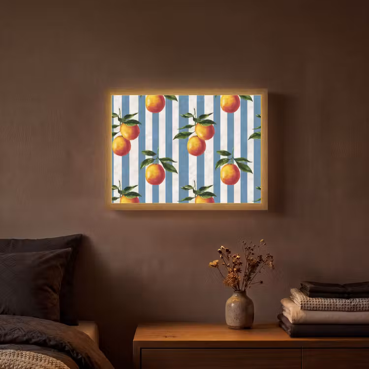 Strepen - Citroen - Blauw Light Box met batterij (Wandlamp) middel 907 -sfeer4