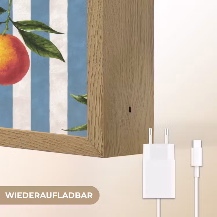 Strepen - Citroen - Blauw Light Box met batterij (Wandlamp) middel 907 -USP_websiteoplaadbaarDE