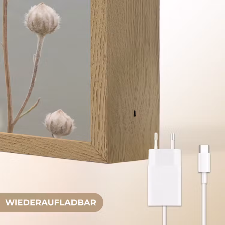 Strobloemen - Wit - Daglicht Light Box met batterij (Wandlamp) middel -USP_websiteoplaadbaarDE