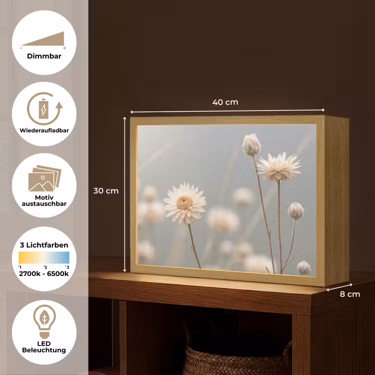 Strobloemen - Wit - Daglicht Light Box met batterij (Wandlamp) middel -USP_websiteoverzichtDE