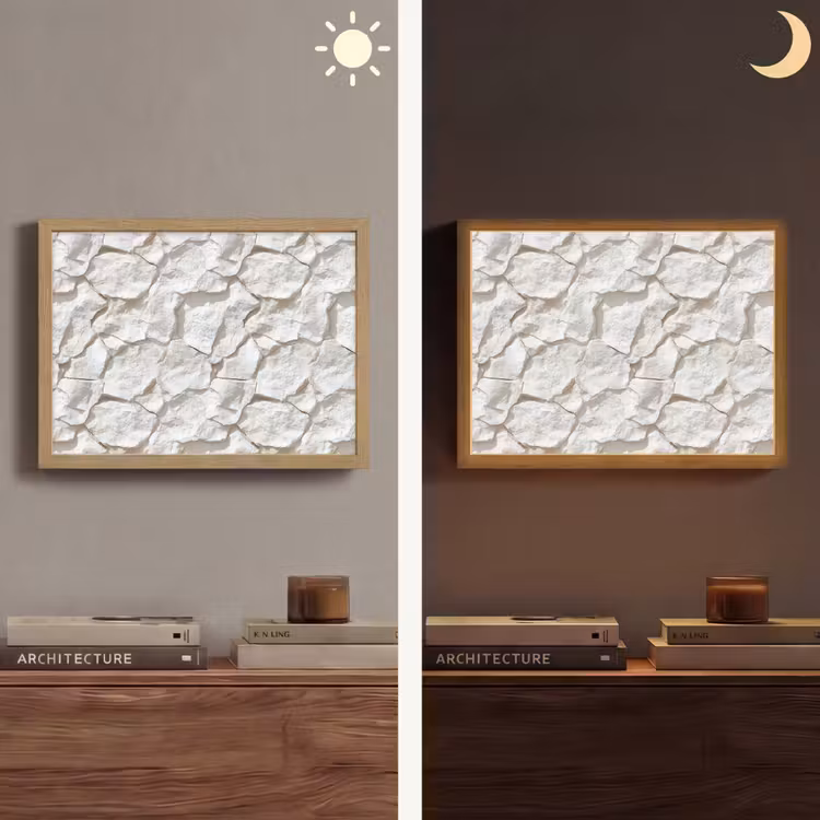 Structuur - Rots - Wit Light Box met batterij (Wandlamp) middel 907 -sfeer3