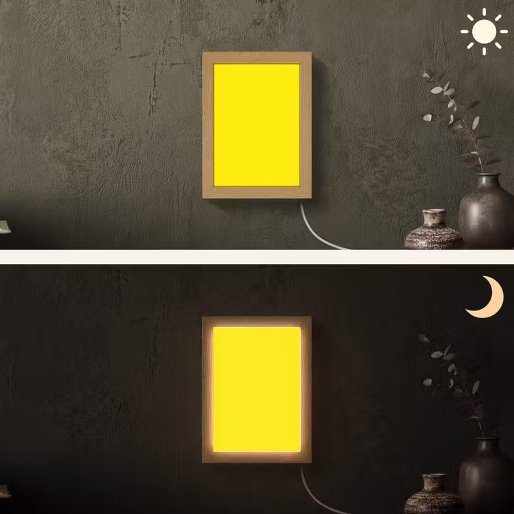 Sunshine - Glow - Geel Light Box met kabel (Wandlamp) klein 929 -sfeer3