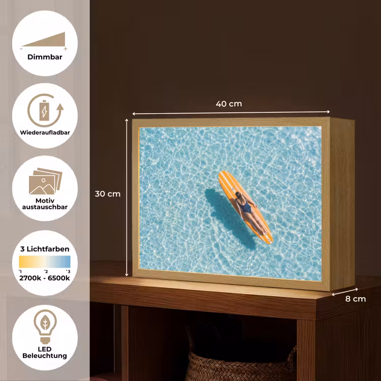 Surfboard - Water - Badpak - Oranje Light Box met batterij (Wandlamp) middel -USP_websiteoverzichtDE