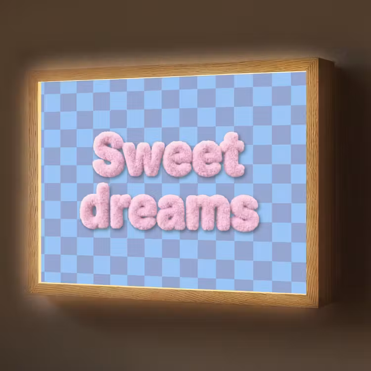 Sweet dreams - Vierkanten - Roze - Blauw Light Box met batterij (Wandlamp) middel -z3d_website