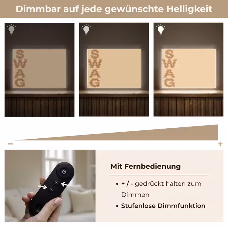 Swag - Bruin - Beige Light Box met batterij (Wandlamp) middel -USP_dimbaarDE
