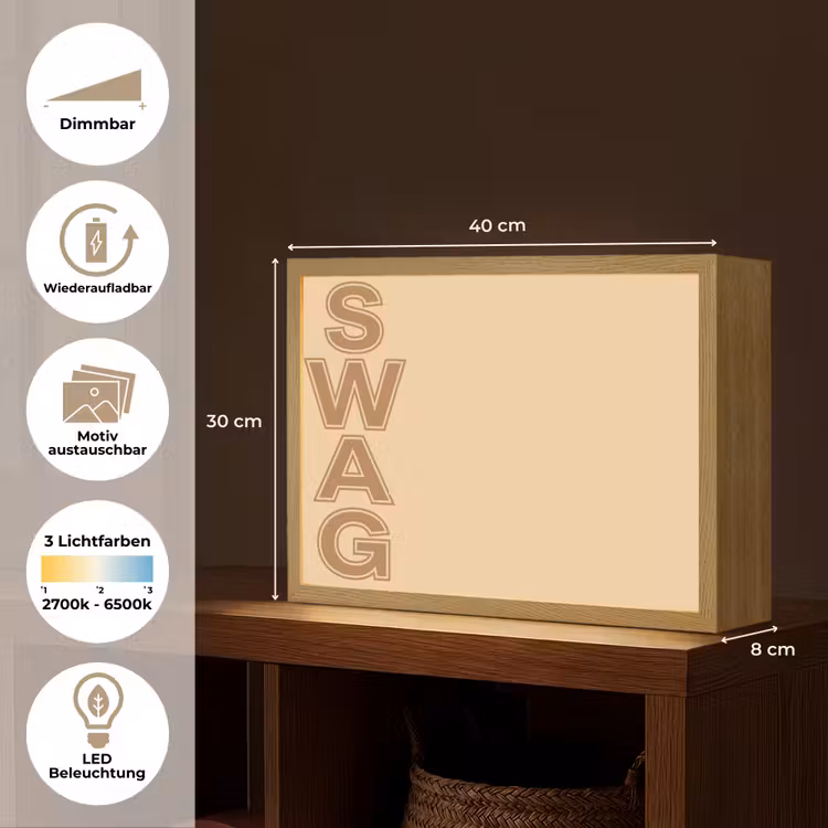 Swag - Bruin - Beige Light Box met batterij (Wandlamp) middel -USP_websiteoverzichtDE