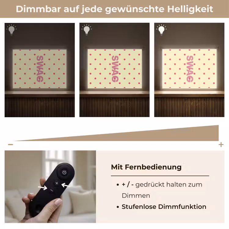 Swag - Roze - Stippen - Geel Light Box met batterij (Wandlamp) middel -USP_dimbaarDE