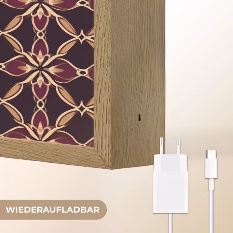 Symmetrisch - Tegel - Burgundy Light Box met batterij (Wandlamp) middel 907 -USP_websiteoplaadbaarDE